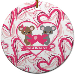 Valentine's Day Round Ceramic Ornament w/ Couple's Names