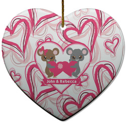 Valentine's Day Heart Ceramic Ornament w/ Couple's Names