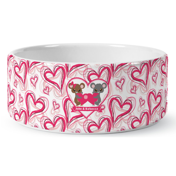 Custom Valentine's Day Ceramic Dog Bowl - Large (Personalized)