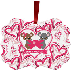 Valentine's Day Metal Frame Ornament - Double Sided w/ Couple's Names
