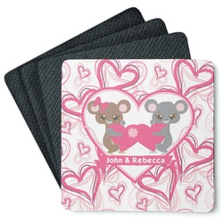 Valentine's Day Square Rubber Backed Coasters - Set of 4 (Personalized)