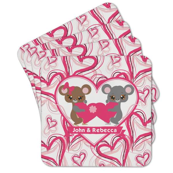 Custom Valentine's Day Cork Coaster - Set of 4 w/ Couple's Names