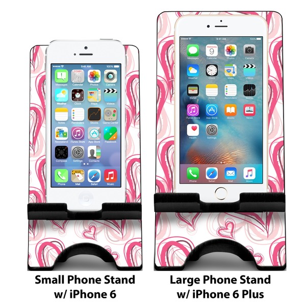 Valentine's Day Compare Phone Stand Sizes - with iPhones