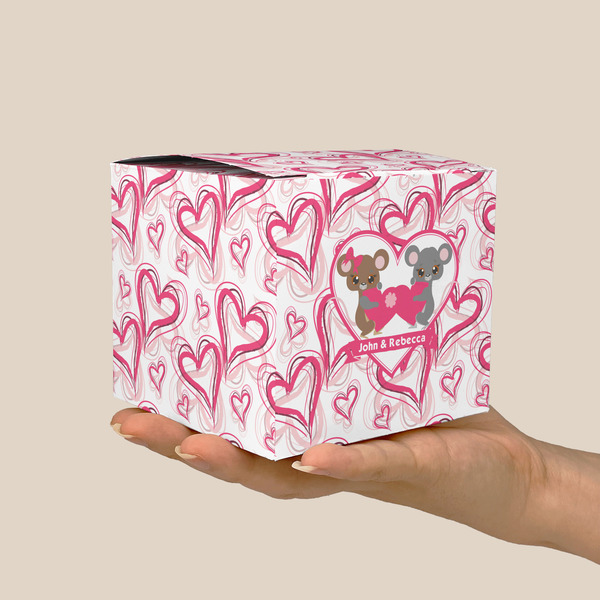 Valentine's Day Cube Favor Gift Box - On Hand - Scale View