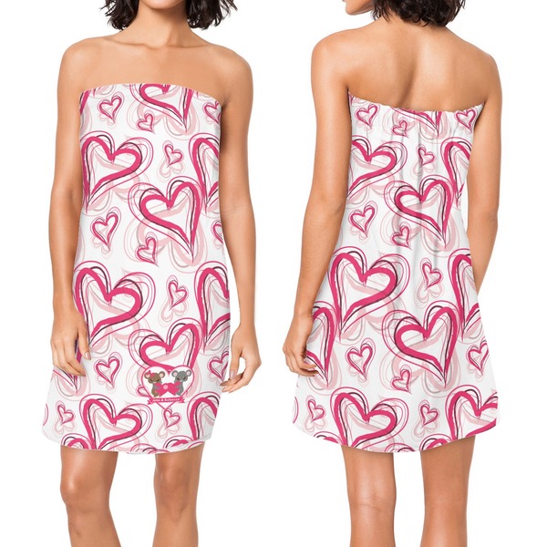 Valentine's Day Custom Bath Wrap - Front & Back View
