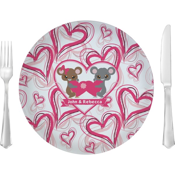 Custom Valentine's Day 10" Glass Lunch / Dinner Plates - Single or Set (Personalized)