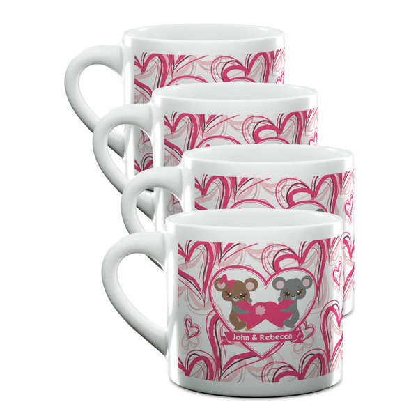 Custom Valentine's Day Double Shot Espresso Cups - Set of 4 (Personalized)