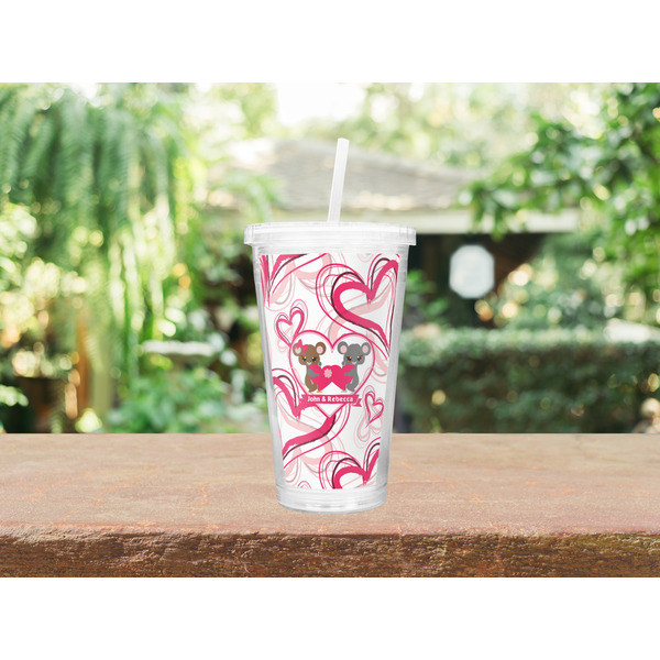 Valentine's Day Double Wall Tumbler with Straw Lifestyle