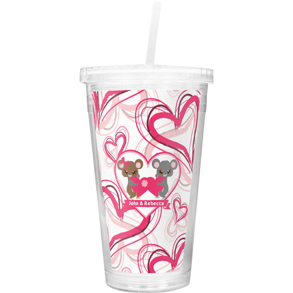 Custom Valentine's Day Double Wall Tumbler with Straw (Personalized)