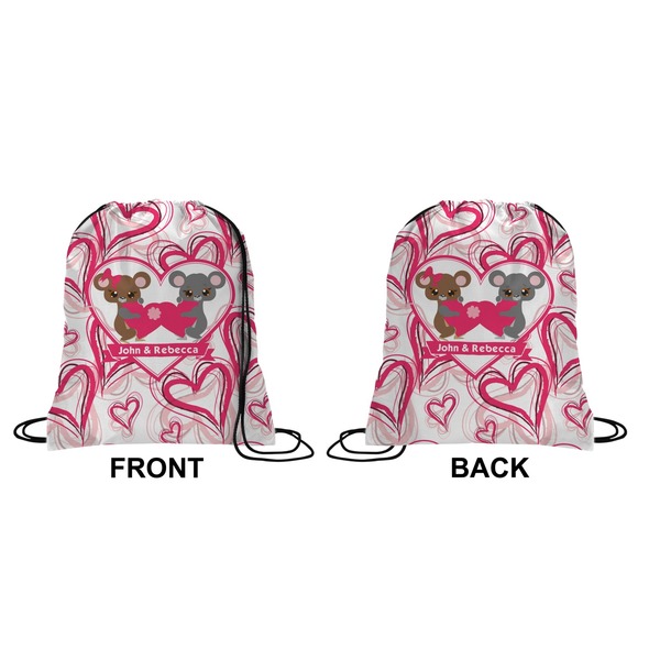 Valentine's Day Drawstring Backpack Front & Back Medium