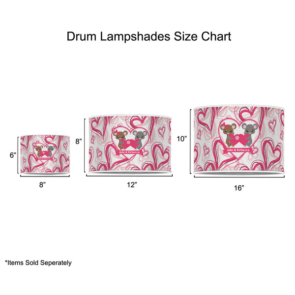 Valentine's Day Drum Lampshades - Sizing Chart