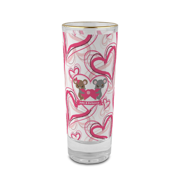 Custom Valentine's Day 2 oz Shot Glass - Glass with Gold Rim (Personalized)