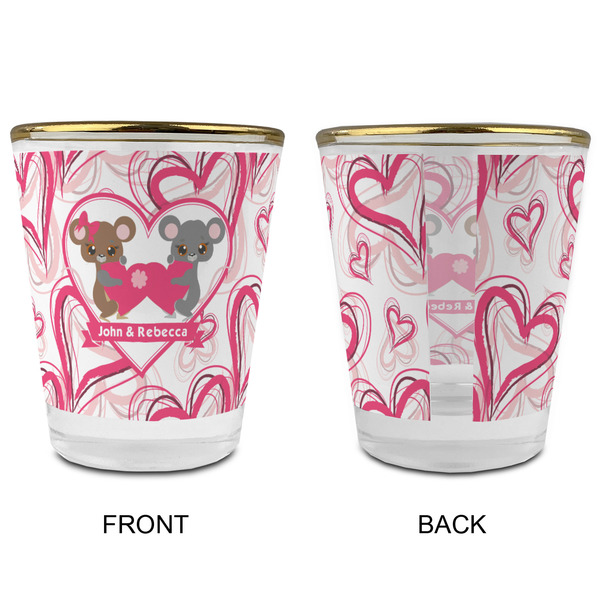Valentine's Day Glass Shot Glass - with gold rim - APPROVAL