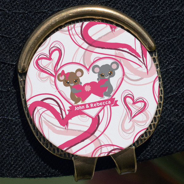 Valentine's Day Golf Ball Marker Hat Clip - Gold - Close Up