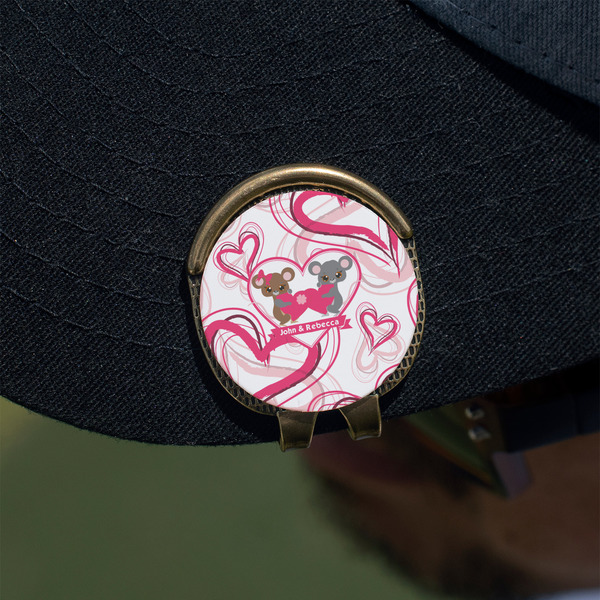 Valentine's Day Golf Ball Marker Hat Clip - Gold - On Hat