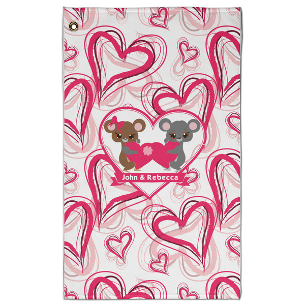 Custom Valentine's Day Golf Towel - Poly-Cotton Blend w/ Couple's Names