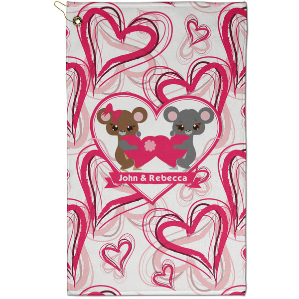 Custom Valentine's Day Golf Towel - Poly-Cotton Blend - Small w/ Couple's Names