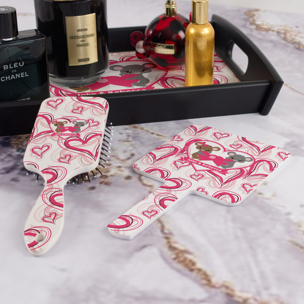 Valentine's Day Hair Brush and Hand Mirror - Bathroom Scene
