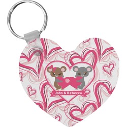 Valentine's Day Heart Plastic Keychain w/ Couple's Names