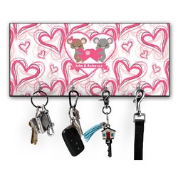 Valentine's Day Key Hanger w/ 4 Hooks w/ Couple's Names