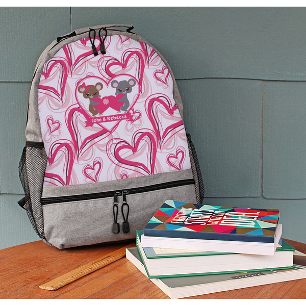 Valentine's Day Large Backpack - Gray - On Desk