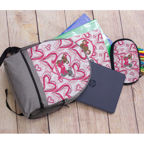 Valentine's Day Large Backpack - Gray - With Stuff