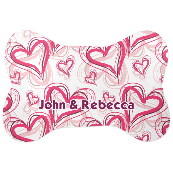 Custom Valentine's Day Bone Shaped Dog Food Mat (Large) (Personalized)
