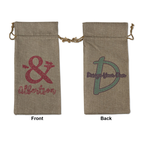 Custom Valentine's Day Large Burlap Gift Bag - Front & Back (Personalized)