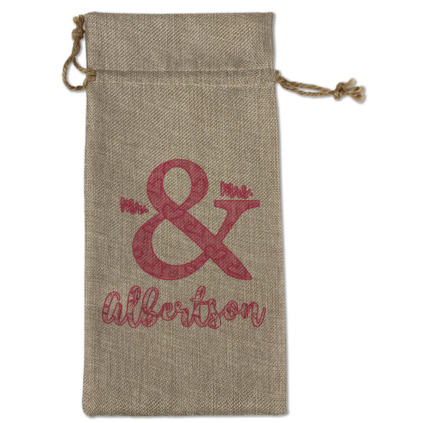 Custom Valentine's Day Large Burlap Gift Bag - Front (Personalized)