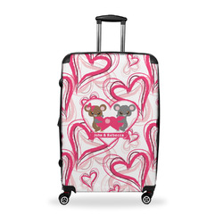 Valentine's Day Suitcase - 28" Large - Checked w/ Couple's Names