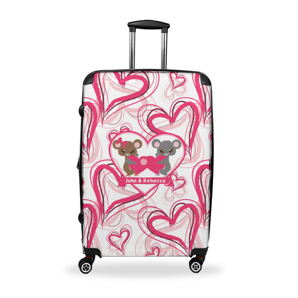 Custom Valentine's Day Suitcase - 28" Large - Checked w/ Couple's Names