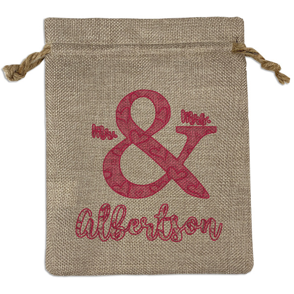 Custom Valentine's Day Medium Burlap Gift Bag - Front (Personalized)