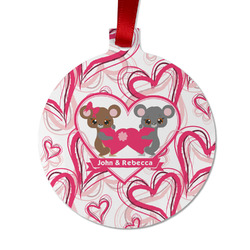 Valentine's Day Metal Ball Ornament - Double Sided w/ Couple's Names