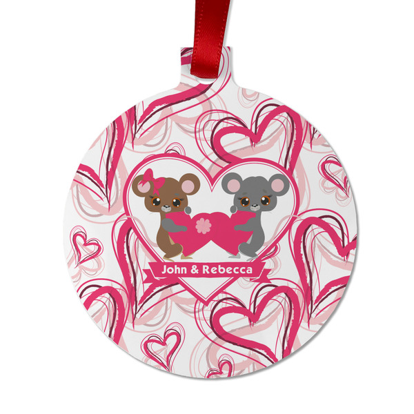 Custom Valentine's Day Metal Ball Ornament - Double Sided w/ Couple's Names