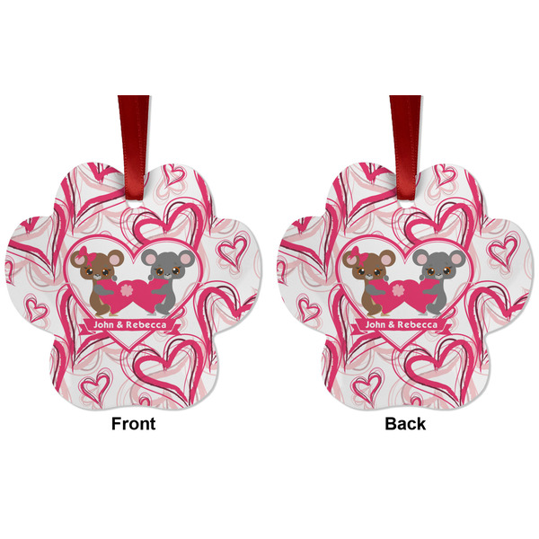 Valentine's Day Metal Paw Ornament - Front and Back