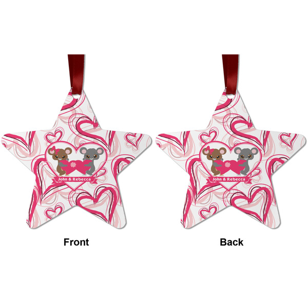 Valentine's Day Metal Star Ornament - Front and Back