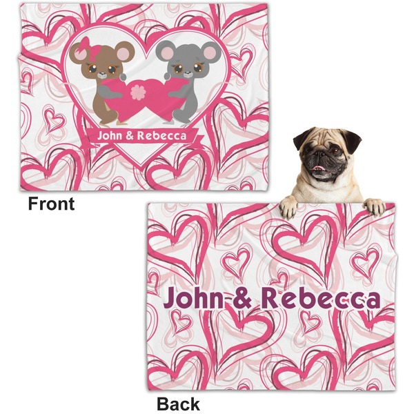 Valentine's Day Microfleece Dog Blanket - Regular - Front & Back