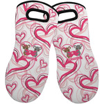 Valentine's Day Neoprene Oven Mitts - Set of 2 w/ Couple's Names