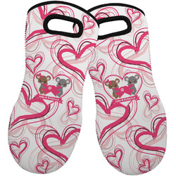 Valentine's Day Neoprene Oven Mitts - Set of 2 w/ Couple's Names