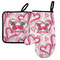 Valentine's Day Left Oven Mitt & Pot Holder Set w/ Couple's Names