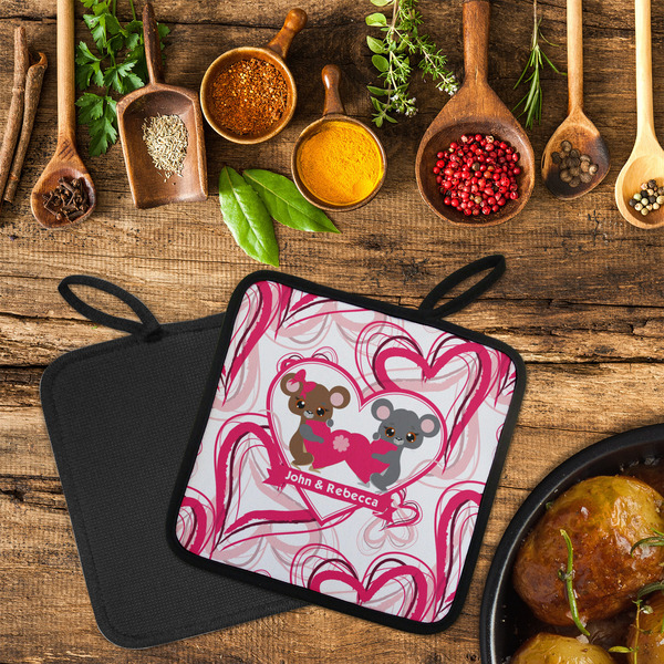 Valentine's Day Neoprene Pot Holder - Set of 2  LIFESTYLE (Flatlay)