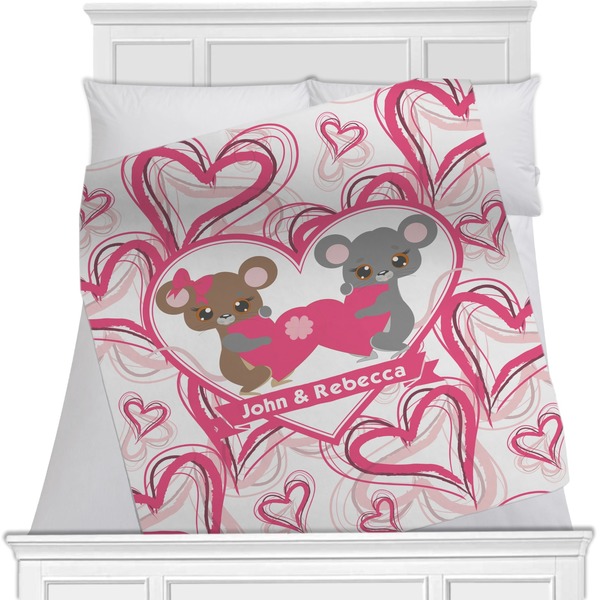 Custom Valentine's Day Minky Blanket - Twin / Full - 80"x60" - Single Sided (Personalized)
