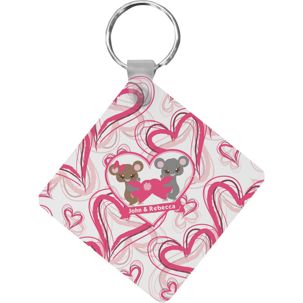 Custom Valentine's Day Diamond Plastic Keychain w/ Couple's Names