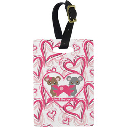 Valentine's Day Plastic Luggage Tag - Rectangular w/ Couple's Names