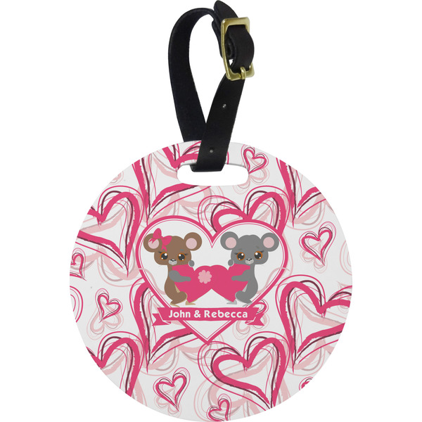 Custom Valentine's Day Plastic Luggage Tag - Round (Personalized)