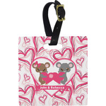 Valentine's Day Plastic Luggage Tag - Square w/ Couple's Names