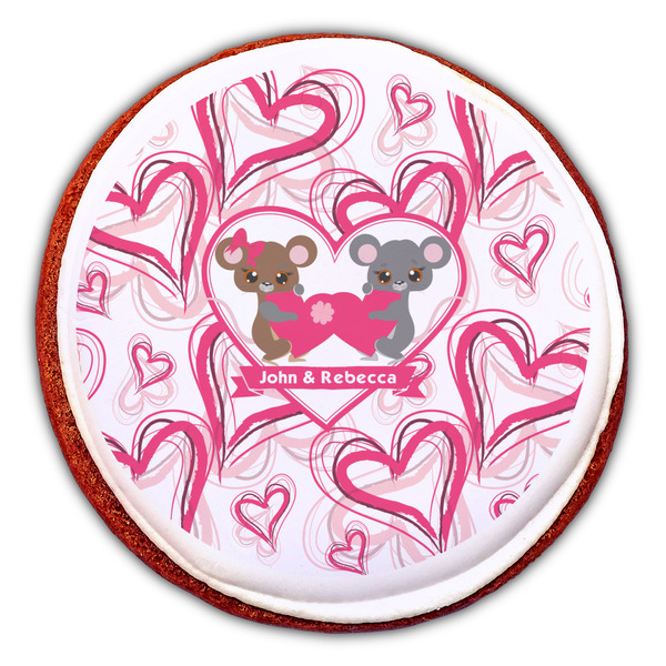 Valentine's Day Printed Icing Circle - Large - On Cookie