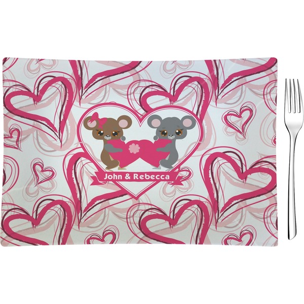 Custom Valentine's Day Rectangular Glass Appetizer / Dessert Plate - Single or Set (Personalized)