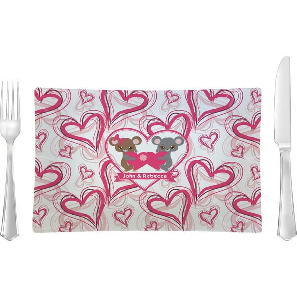 Custom Valentine's Day Rectangular Glass Lunch / Dinner Plate - Single or Set (Personalized)