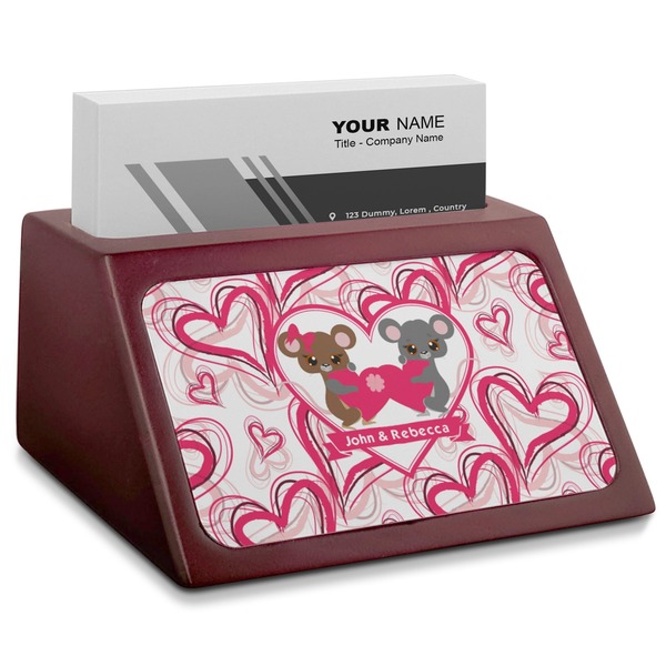 Custom Valentine's Day Red Mahogany Business Card Holder (Personalized)